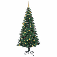 Produktbild för Konstgjord Förbelyst Julgran Grön 240 cm PVC och metall