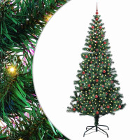 Produktbild för Konstgjord Förbelyst Julgran Grön 240 cm PVC och metall