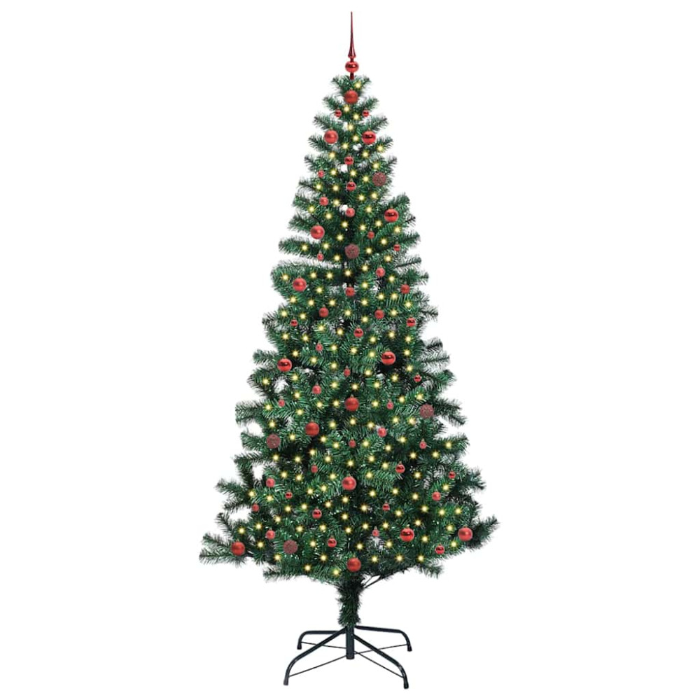 Produktbild för Konstgjord Förbelyst Julgran Grön 240 cm PVC och metall
