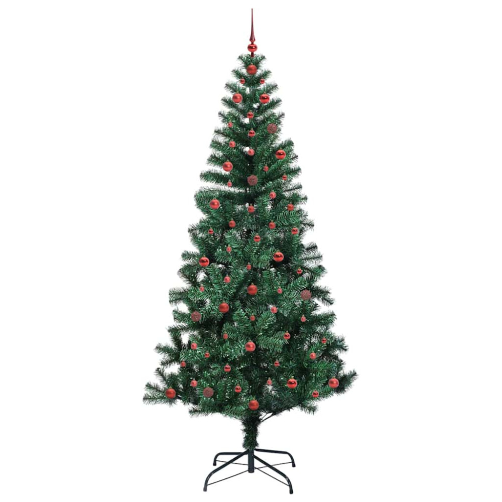 Produktbild för Konstgjord Förbelyst Julgran Grön 240 cm PVC och metall