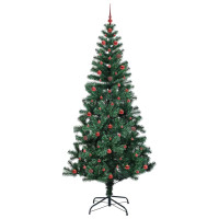 Produktbild för Konstgjord Förbelyst Julgran Grön 240 cm PVC och metall