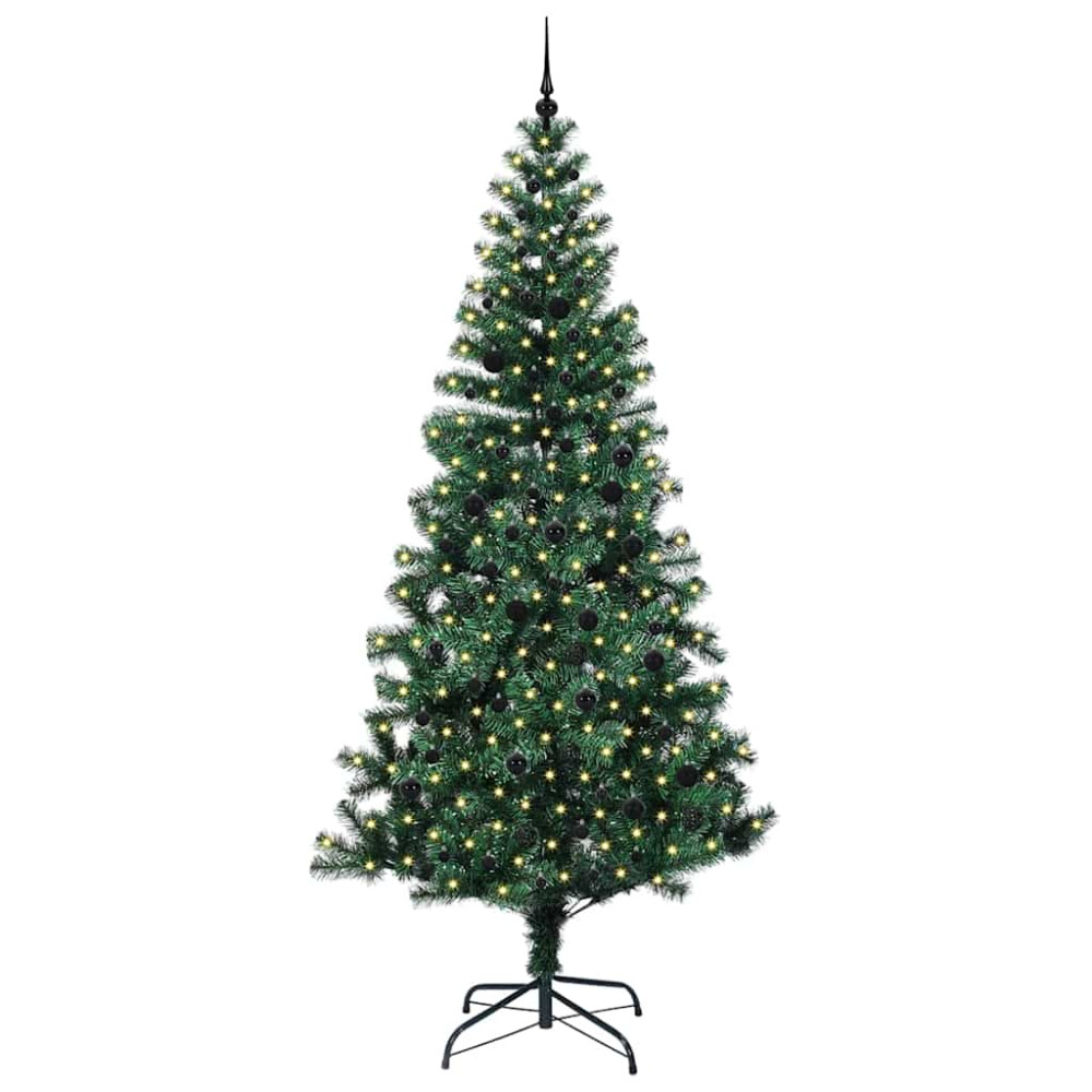 Produktbild för Konstgjord Förbelyst Julgran Grön 240 cm PVC och metall