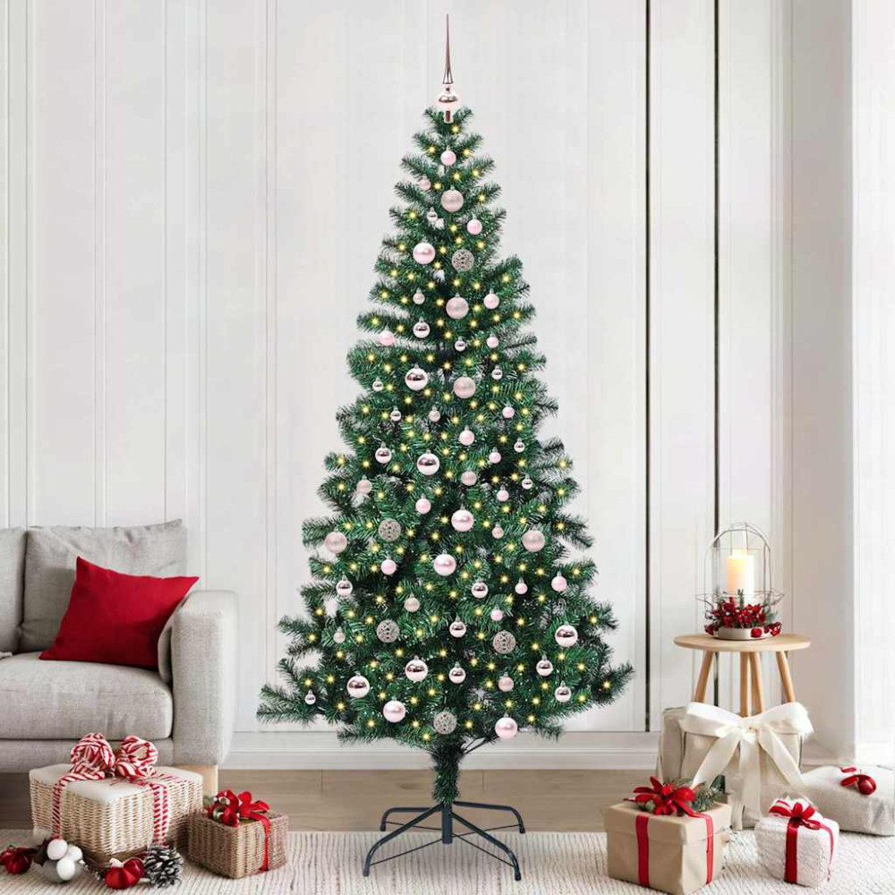 Produktbild för Konstgjord Förbelyst Julgran Grön 240 cm PVC och metall