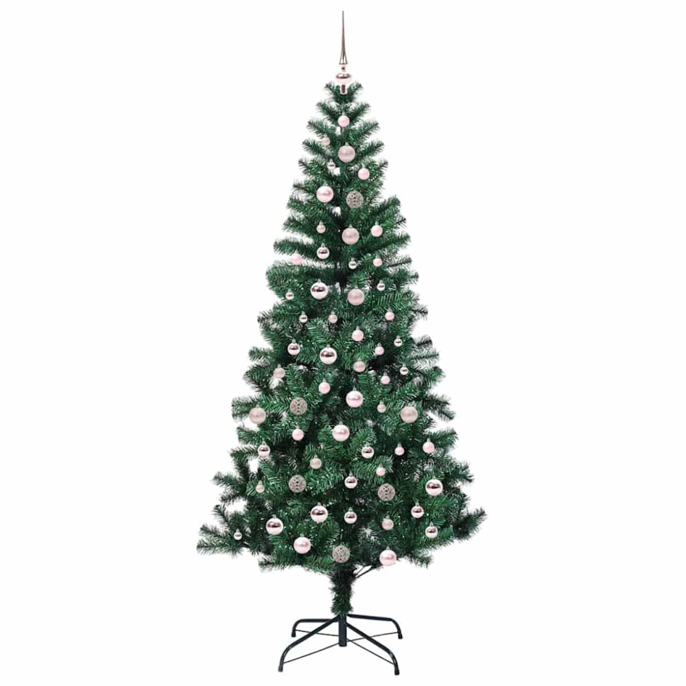 Produktbild för Konstgjord Förbelyst Julgran Grön 240 cm PVC och metall