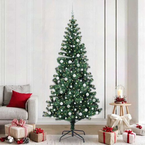 vidaXL Konstgjord Förbelyst Julgran Grön 240 cm PVC och metall