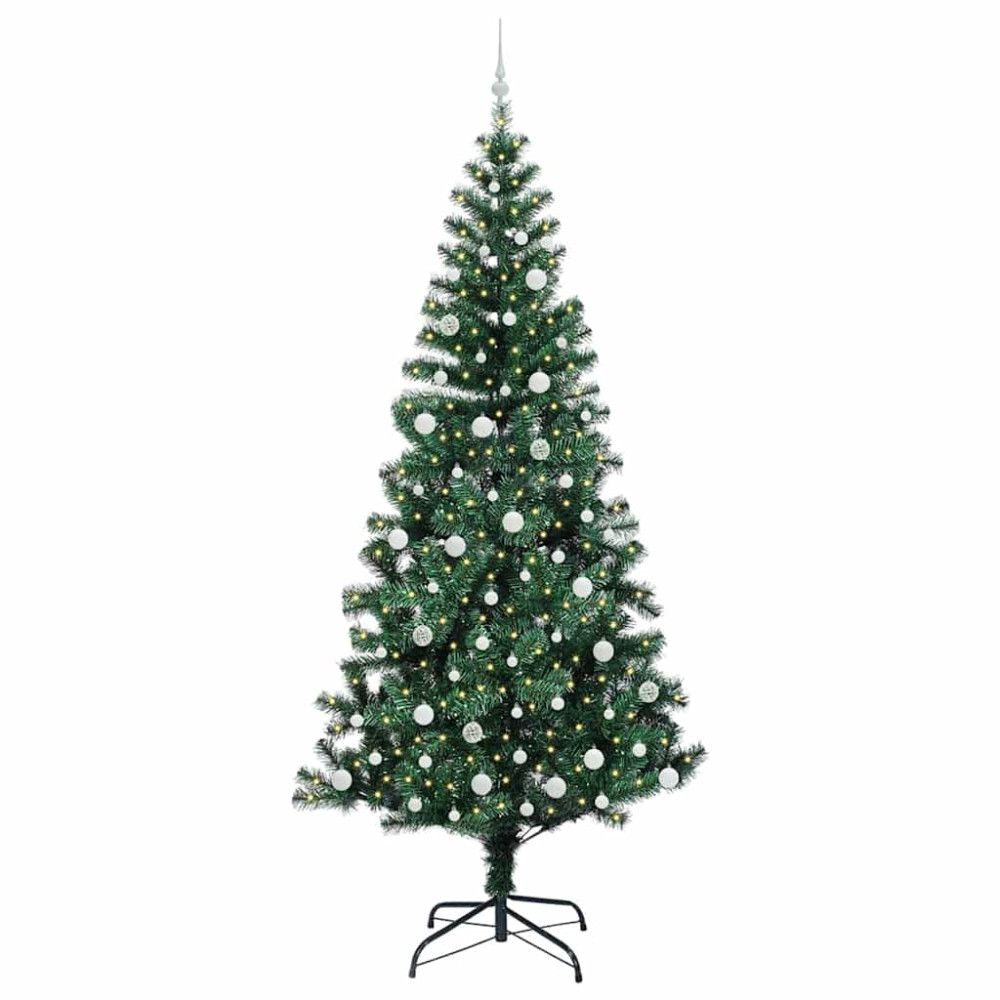 Produktbild för Konstgjord Förbelyst Julgran Grön 240 cm PVC och metall