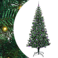 Produktbild för Konstgjord Förbelyst Julgran Grön 240 cm PVC och metall