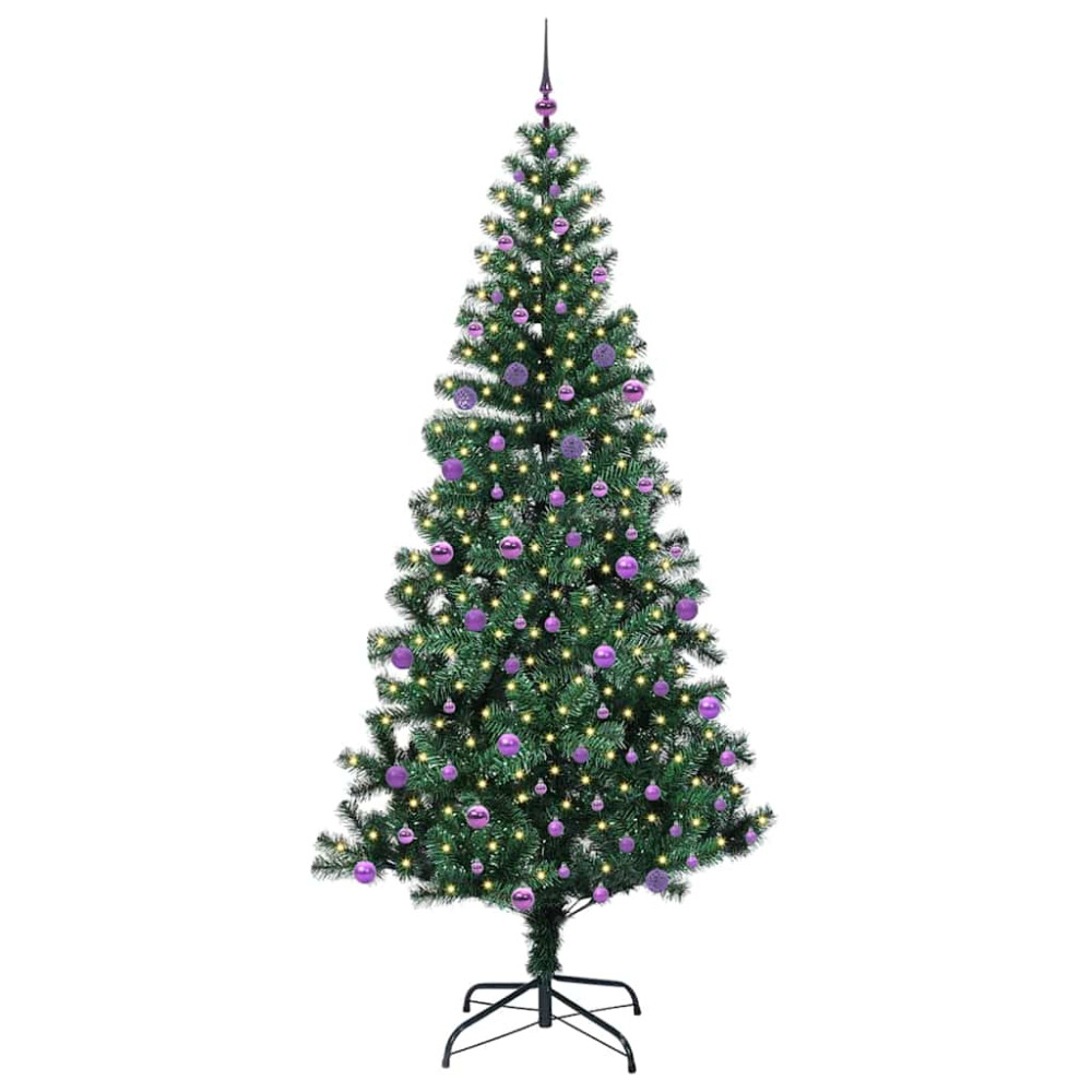 Produktbild för Konstgjord Förbelyst Julgran Grön 240 cm PVC och metall