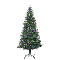 Produktbild för Konstgjord Förbelyst Julgran Grön 240 cm PVC och metall