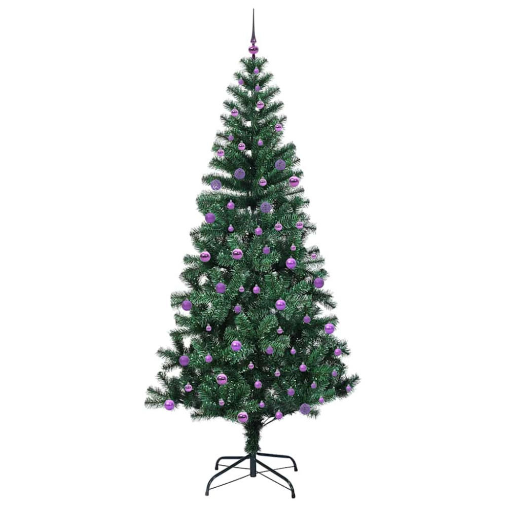 Produktbild för Konstgjord Förbelyst Julgran Grön 240 cm PVC och metall