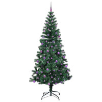 Produktbild för Konstgjord Förbelyst Julgran Grön 240 cm PVC och metall