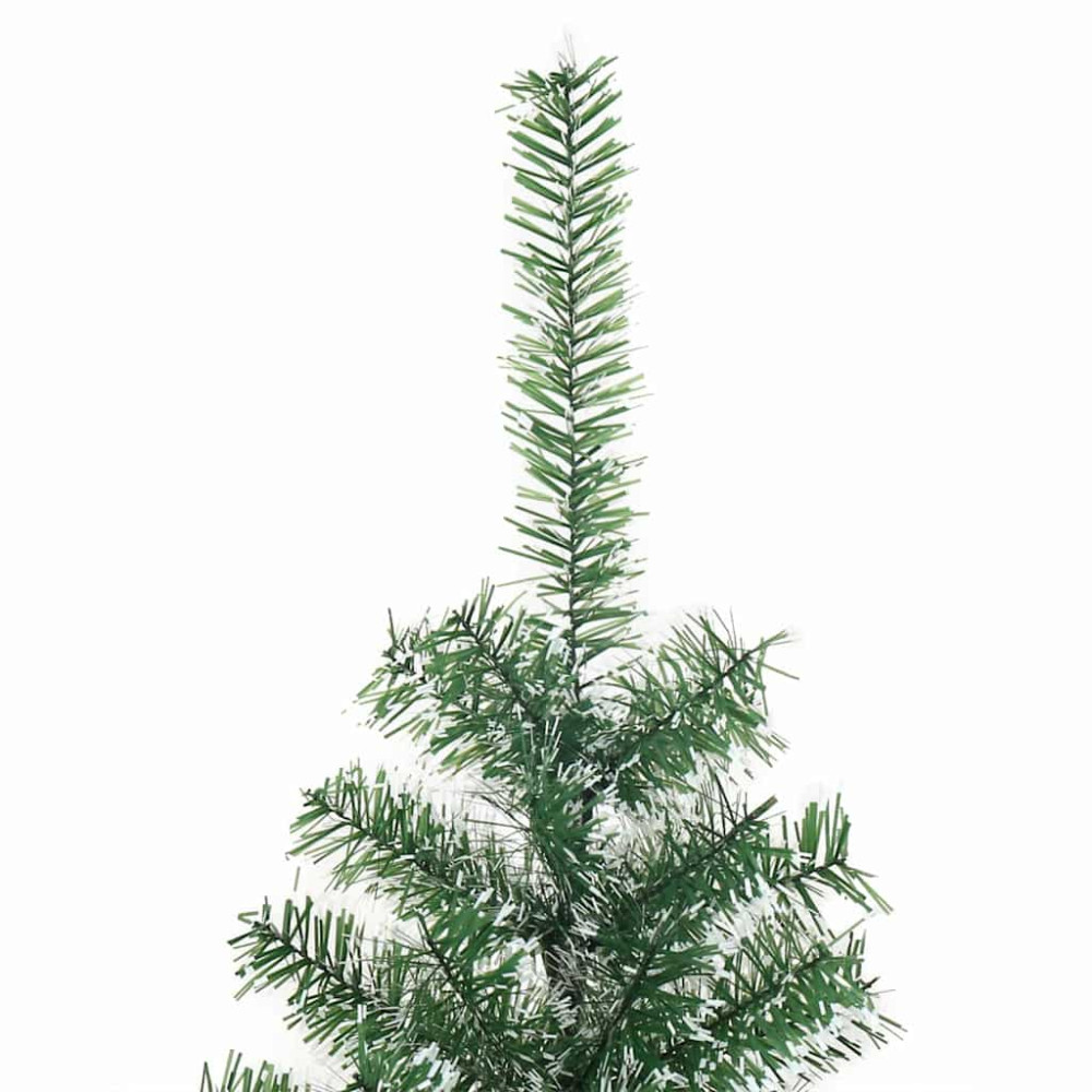 Produktbild för Konstgjord Julgran Snöflockad med LED Ljus Grön och Vit 210 cm