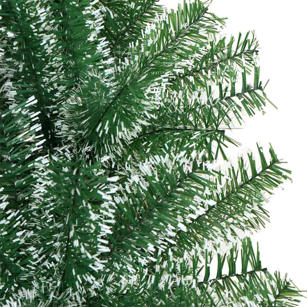 Produktbild för Konstgjord Julgran Snöflockad med LED Ljus Grön och Vit 210 cm