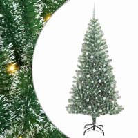 Produktbild för Konstgjord Julgran Snöflockad med LED Ljus Grön och Vit 240 cm
