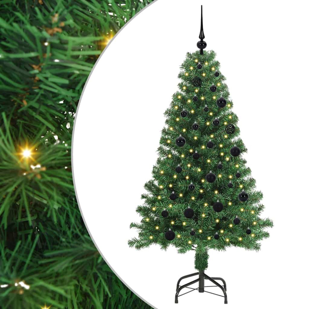 Produktbild för Konstgjord julgran Grön 150 cm PVC och Stål och Plast