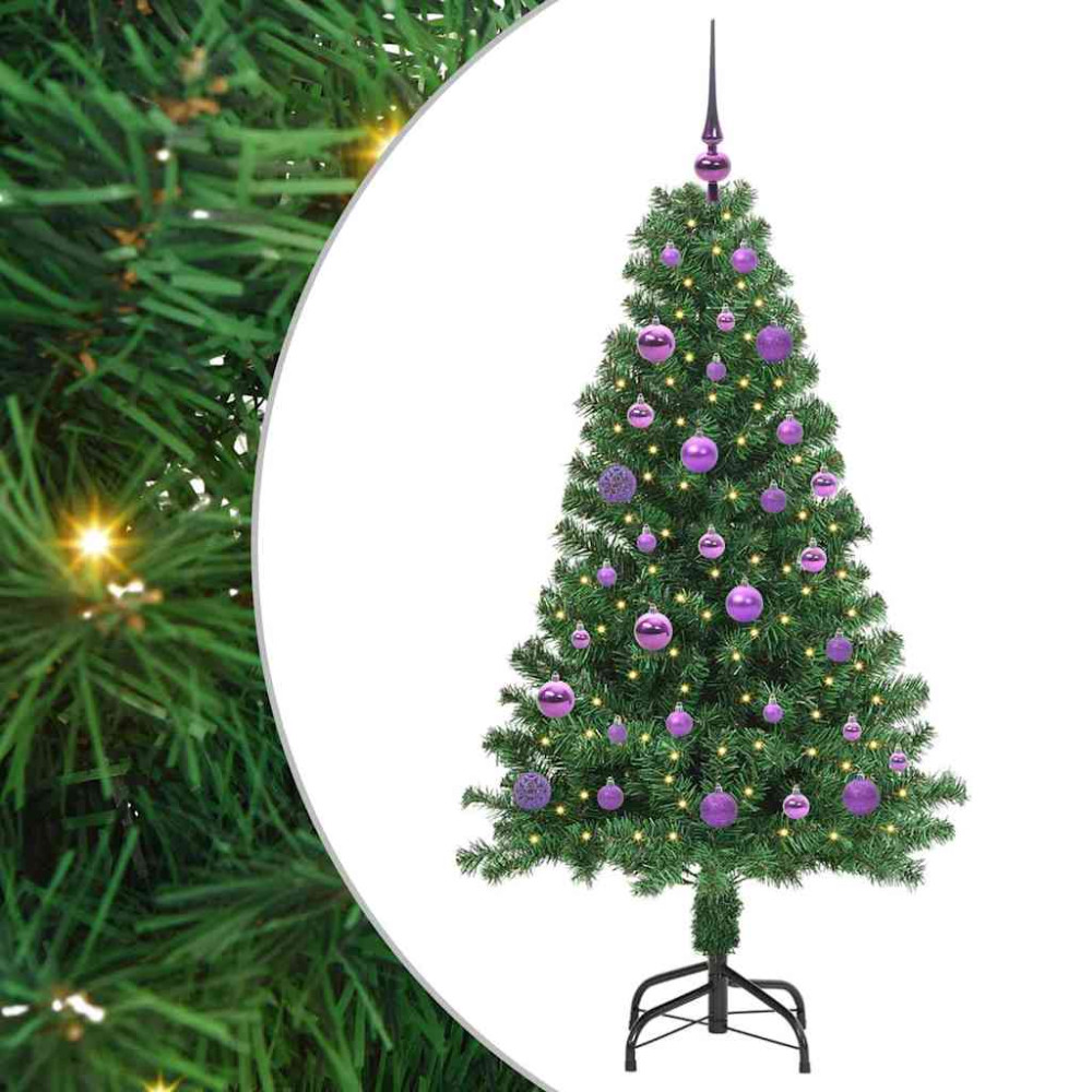 Produktbild för Konstgjord julgran Grön 150 cm PVC och Stål och Plast