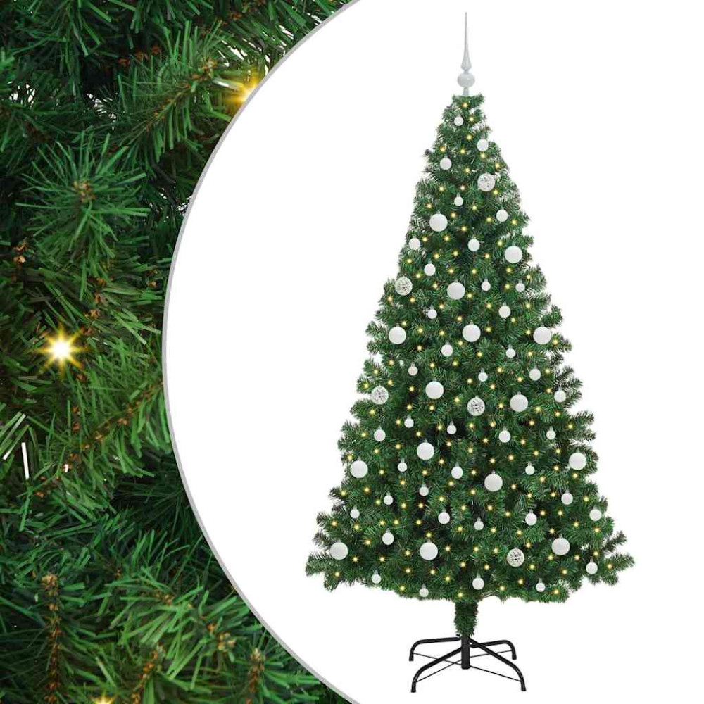 Produktbild för Konstgjord julgran Grön 210 cm PVC och Stål och Plast