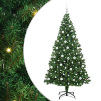 Produktbild för Konstgjord julgran Grön 210 cm PVC och Stål och Plast