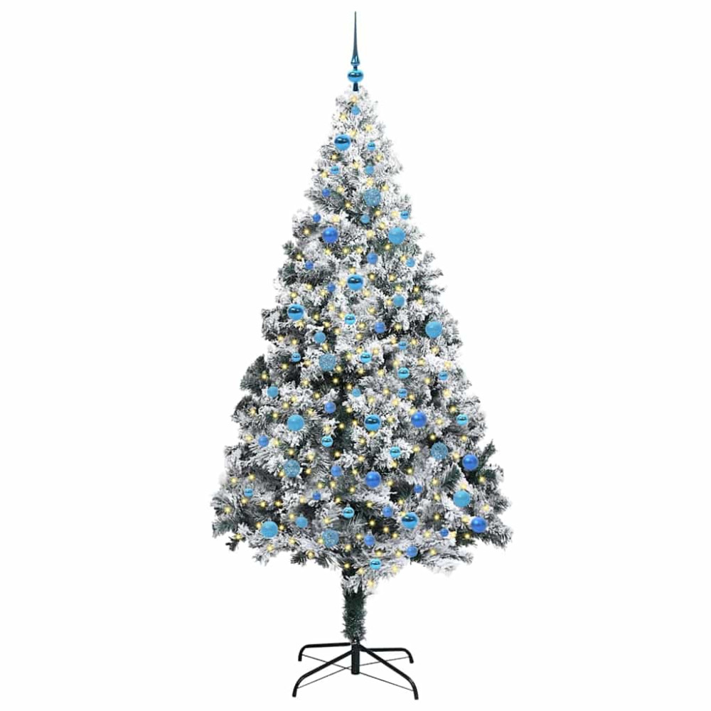 Produktbild för Konstgjord julgran med stativ Vit 240 cm PVC och Stål och Plast