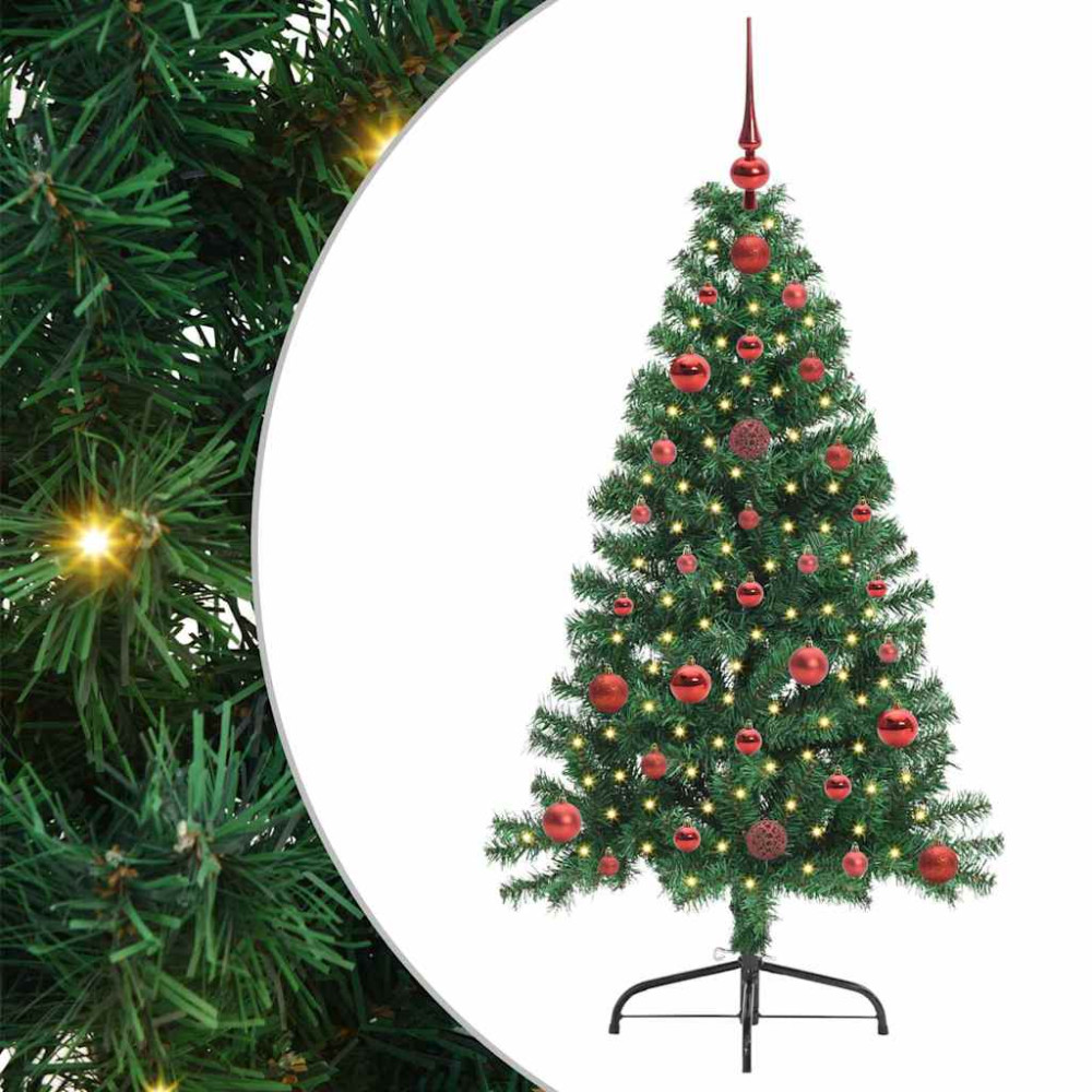 Produktbild för Konstgjord Förbelyst Julgran med 150 LED-lampor Grön 120 cm PVC