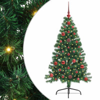 Produktbild för Konstgjord Förbelyst Julgran med 150 LED-lampor Grön 120 cm PVC