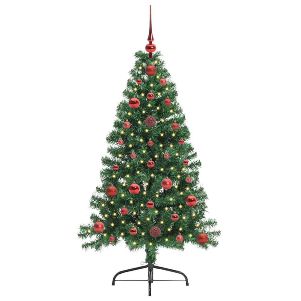 Produktbild för Konstgjord Förbelyst Julgran med 150 LED-lampor Grön 120 cm PVC