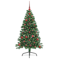 Produktbild för Konstgjord Förbelyst Julgran med 150 LED-lampor Grön 120 cm PVC