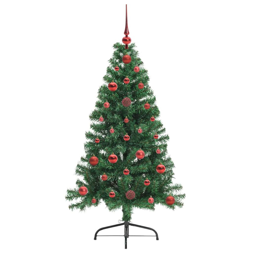 Produktbild för Konstgjord Förbelyst Julgran med 150 LED-lampor Grön 120 cm PVC