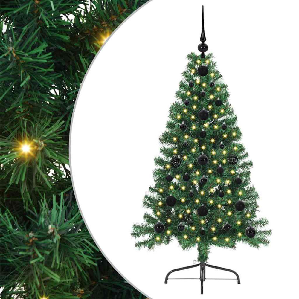 Produktbild för Konstgjord Förbelyst Julgran med 150 LED-lampor Grön 120 cm PVC