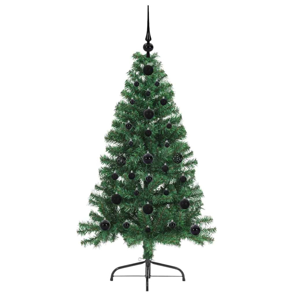 Produktbild för Konstgjord Förbelyst Julgran med 150 LED-lampor Grön 120 cm PVC