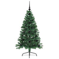 Produktbild för Konstgjord Förbelyst Julgran med 150 LED-lampor Grön 120 cm PVC