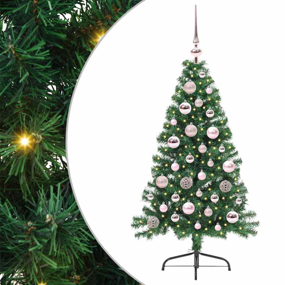 Produktbild för Konstgjord Förbelyst Julgran med 150 LED-lampor Grön 120 cm PVC