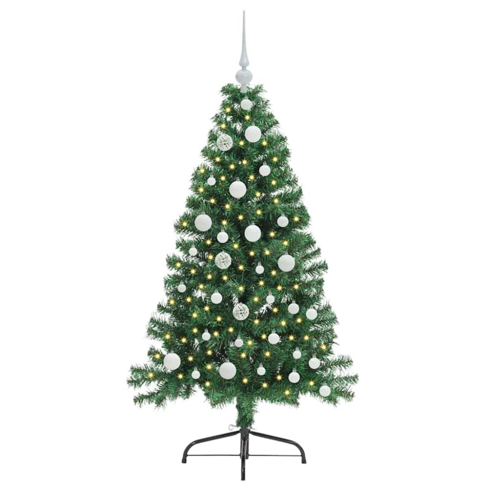 Produktbild för Konstgjord Förbelyst Julgran med 150 LED-lampor Grön 120 cm PVC