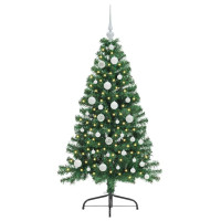 Produktbild för Konstgjord Förbelyst Julgran med 150 LED-lampor Grön 120 cm PVC
