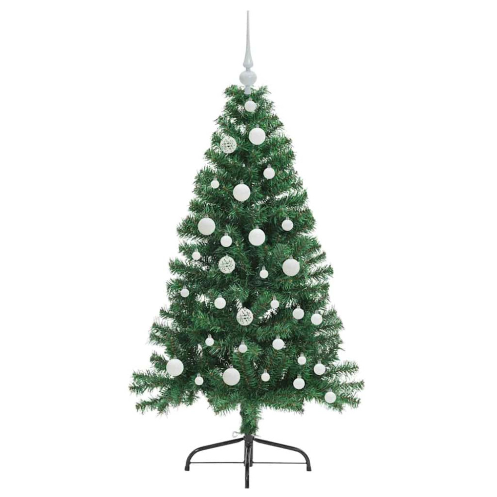 Produktbild för Konstgjord Förbelyst Julgran med 150 LED-lampor Grön 120 cm PVC