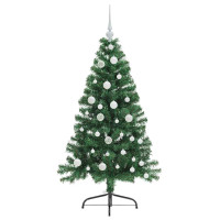 Produktbild för Konstgjord Förbelyst Julgran med 150 LED-lampor Grön 120 cm PVC
