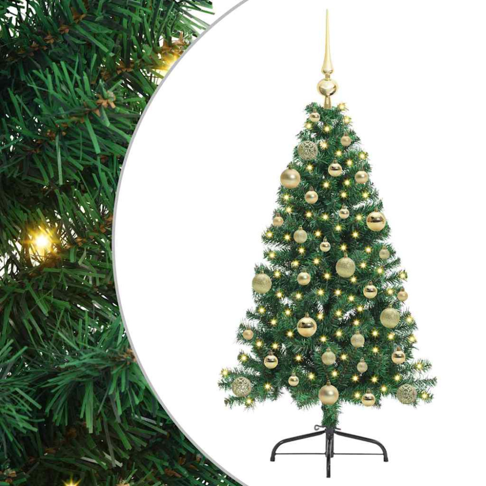 Produktbild för Konstgjord Förbelyst Julgran med 150 LED-lampor Grön 120 cm PVC