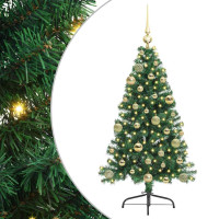 Produktbild för Konstgjord Förbelyst Julgran med 150 LED-lampor Grön 120 cm PVC