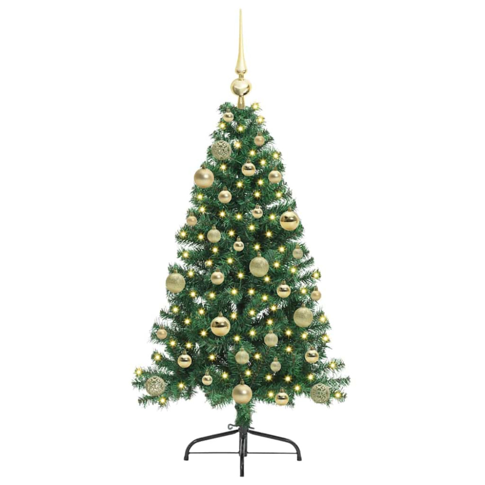 Produktbild för Konstgjord Förbelyst Julgran med 150 LED-lampor Grön 120 cm PVC