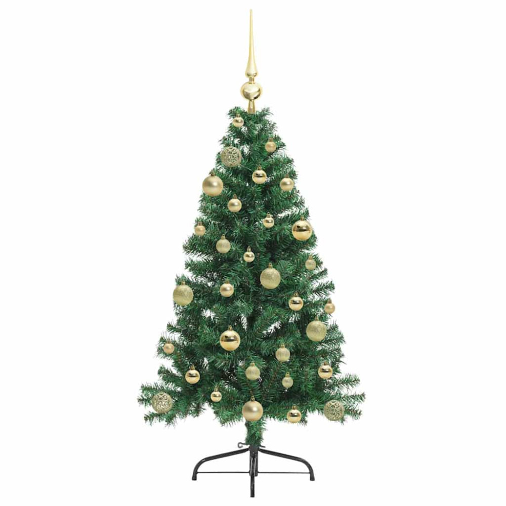 Produktbild för Konstgjord Förbelyst Julgran med 150 LED-lampor Grön 120 cm PVC
