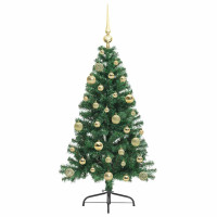 Produktbild för Konstgjord Förbelyst Julgran med 150 LED-lampor Grön 120 cm PVC