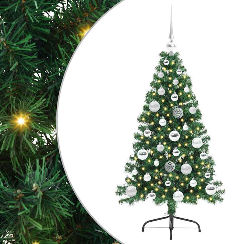 Produktbild för Konstgjord Förbelyst Julgran med 150 LED-lampor Grön 120 cm PVC