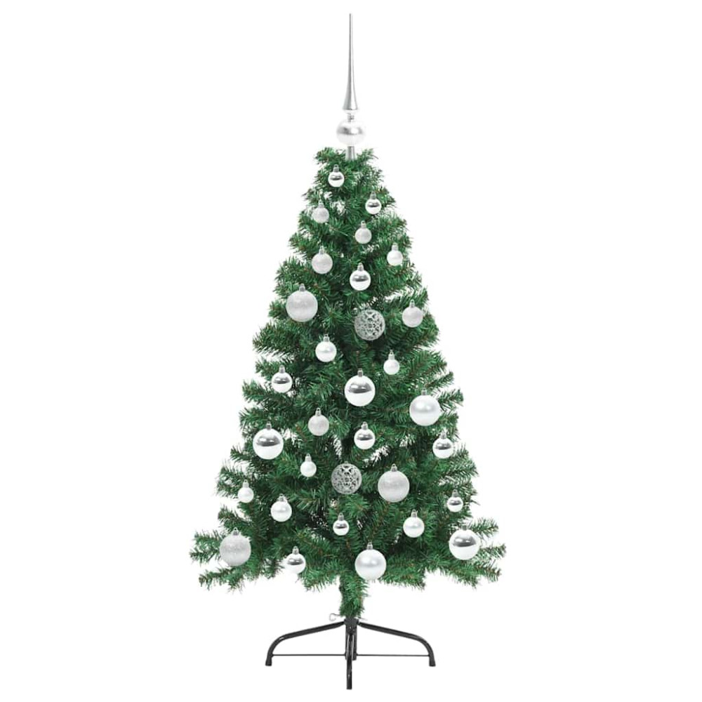 Produktbild för Konstgjord Förbelyst Julgran med 150 LED-lampor Grön 120 cm PVC
