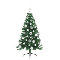 Produktbild för Konstgjord Förbelyst Julgran med 150 LED-lampor Grön 120 cm PVC