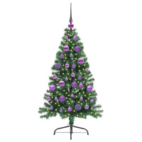 Produktbild för Konstgjord Förbelyst Julgran med 150 LED-lampor Grön 120 cm PVC