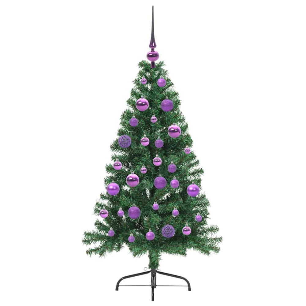 Produktbild för Konstgjord Förbelyst Julgran med 150 LED-lampor Grön 120 cm PVC
