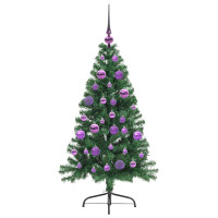 Produktbild för Konstgjord Förbelyst Julgran med 150 LED-lampor Grön 120 cm PVC