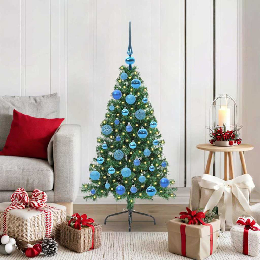 Produktbild för Konstgjord Förbelyst Julgran med 150 LED-lampor Grön 120 cm PVC