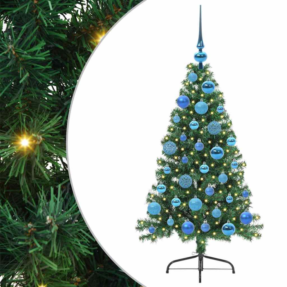 Produktbild för Konstgjord Förbelyst Julgran med 150 LED-lampor Grön 120 cm PVC