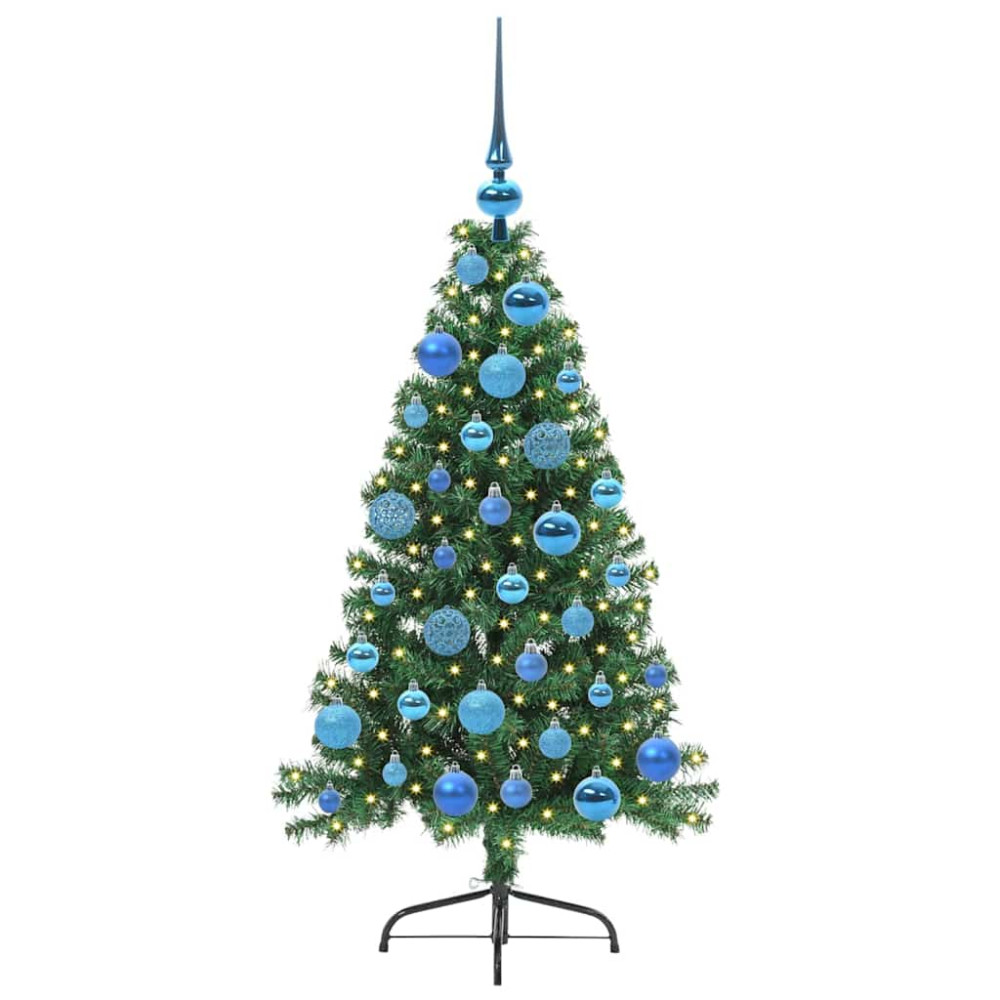 Produktbild för Konstgjord Förbelyst Julgran med 150 LED-lampor Grön 120 cm PVC